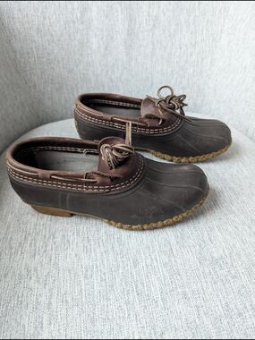 L.L. Bean Dark Brown and Tan Low-Cut Duck Boot Moccasins